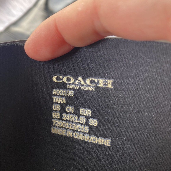 Coach Tara Women's Tall Rain Boot Sz 9B Round Toe Black Gloss Strap Casual - Picture 11 of 12